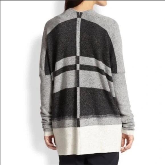 VINCE Cashmere Open Cardigan Womens Small Variegated Stripe Oversized Wool Blend - Picture 4 of 16